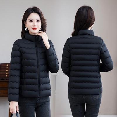 Mother's Clothing Winter New Women's Large Size Slim Cotton Jacket Versatile Cotton Coat Jacket Simple Warm Stand-up Collar Cotton Coat