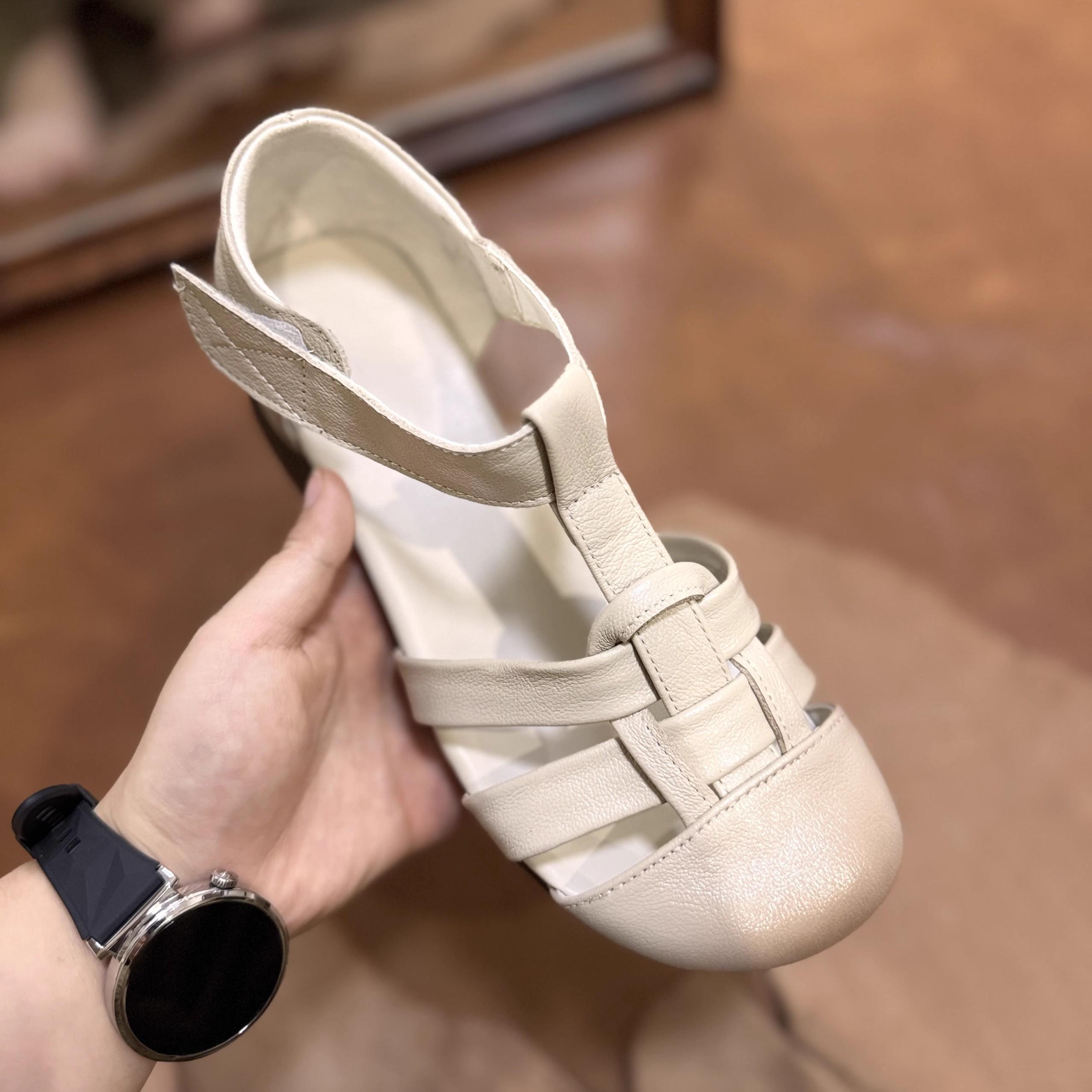 

Fashion GKTINOO Genuine Leather Breathable Soft Low Heels Sandals Summer Women Shoes Woman Casual Solid Buckle Strap Ladies Sandals 35