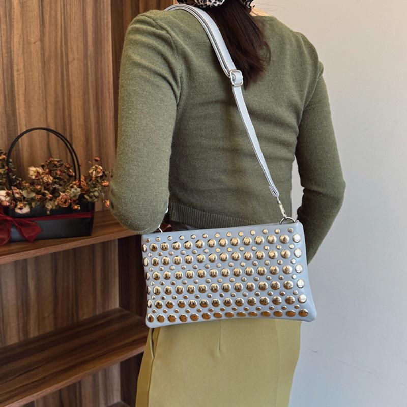 Retro Small Rivets PU Leather Shoulder Bag for Women Punk Style Handbags and Purses Females Crossbody Bags