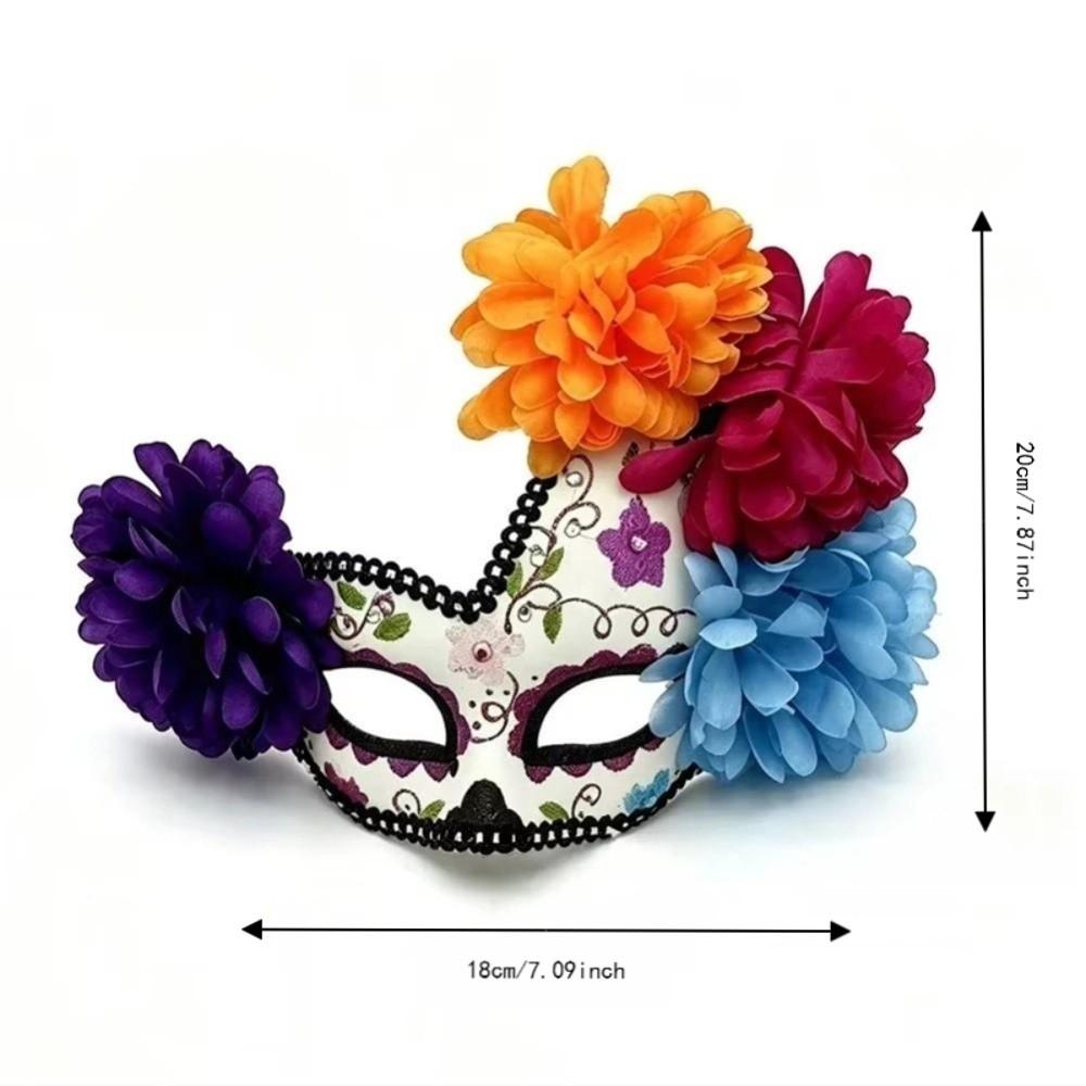 Sugar Skull Mexican Masquerade Eyemask Costume Decor Flower Half Face Mask Mexican Day of The Dead