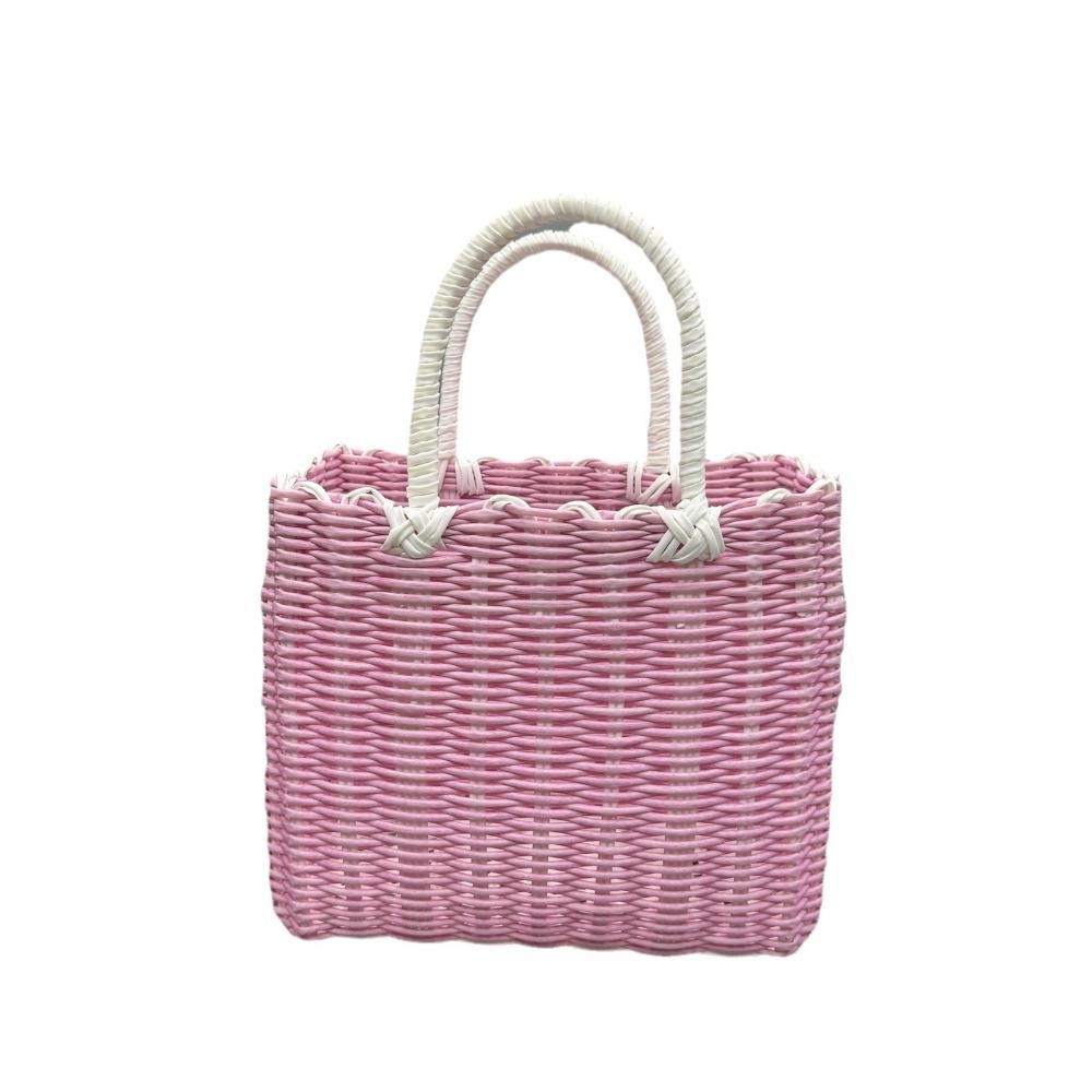 Plastic Storage Basket Square Woven Handbag Creative Hanging Baskets  Flower