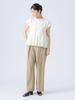 Beams Heart Mixed Material Shirred French Off One Size S/S Tee, Pullover, Women's, White,