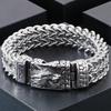 Cool Punk Chinese Loong Dragon Head Bracelet for Men 16MM Width Double Layer Square Franco Chain Bracelets Men's Male Jewellery