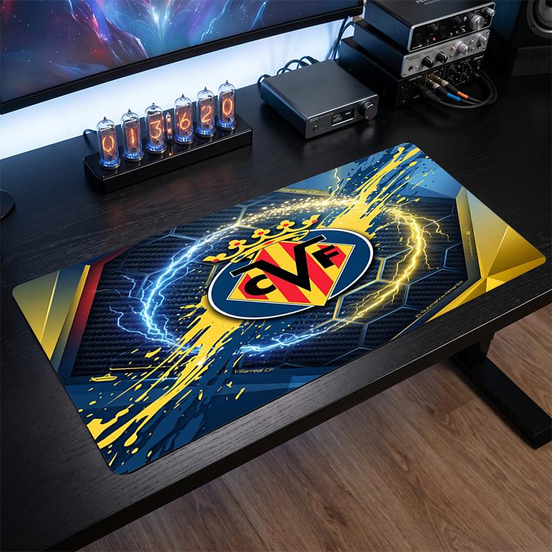 Villarreal FC Theme Pattern Mouse Pad, Soccer Logo Design XXL Gaming Desk Mat Non-Slip Computer Mouse Pad