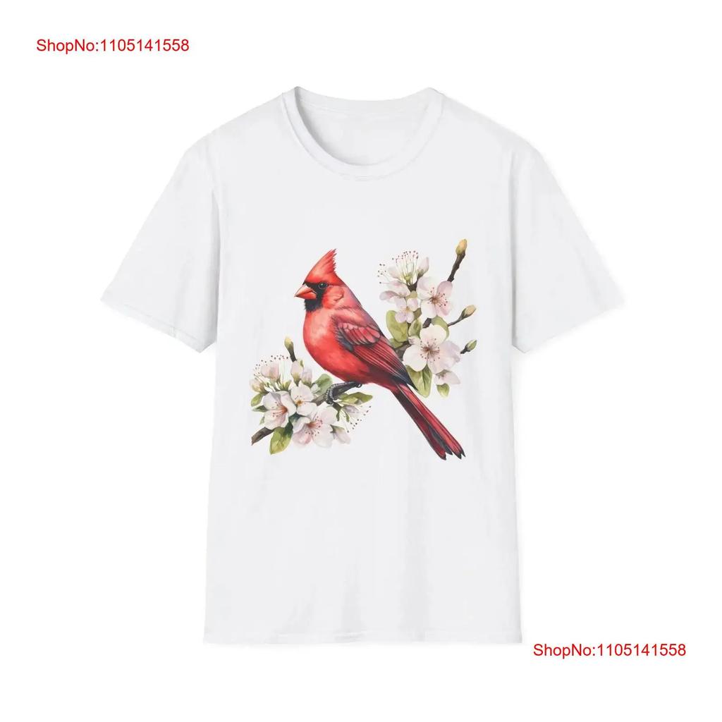Cardinal Bird T Shirt Nature Lover Floral Art Spring Fashion Vintage Unisex Top For Everyday Wear Stylish Slightly