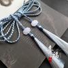 Ming Dynasty Daoist Robe Waist Rope with Jade Pendant Tassel - Unisex Hanfu Palace Ribbon Accessory