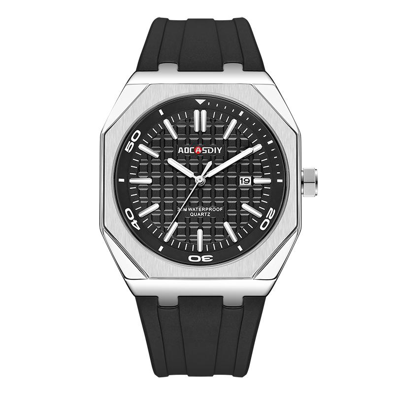 Aocasdiy Fashion Sport Watches for Men Silicone Strap Wristwatch Date Waterproof Chronograph Quartz Watch Men Clock reloj hombre