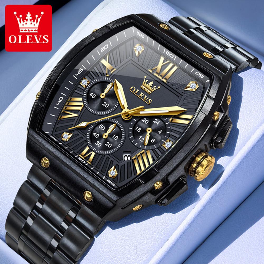 OLEVS 5639 Classic Men's Watch Auto Date Timing Code 24 Hour Stainless Steel Waterproof Luminous Quartz Wristwatch For Men