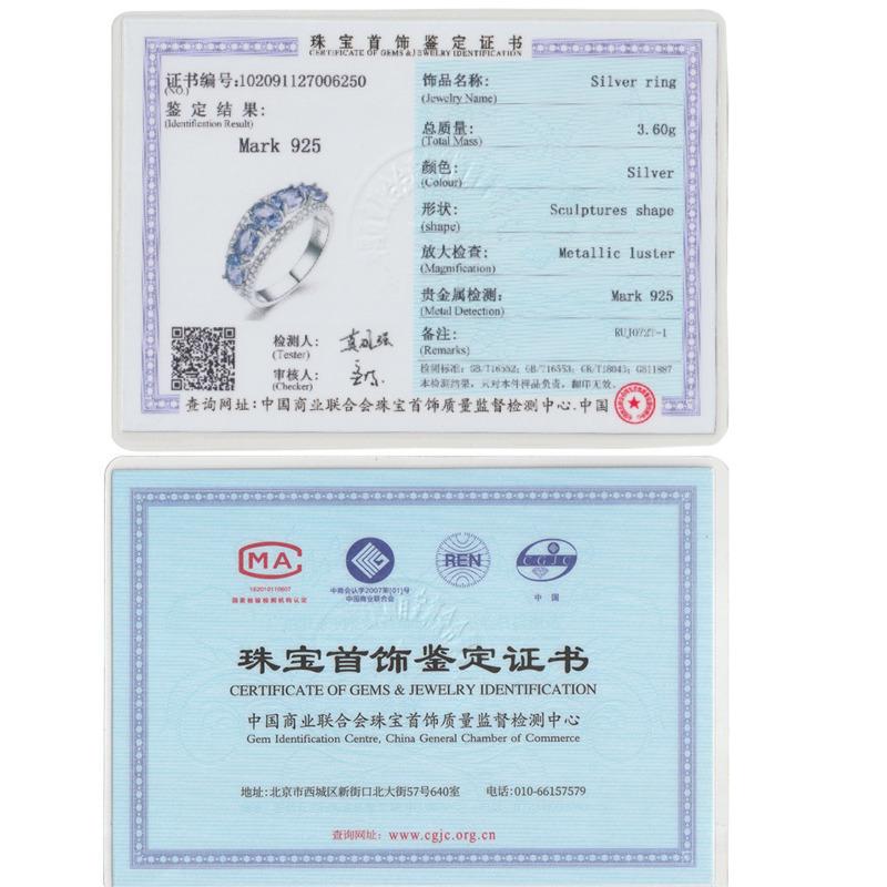 Gica Gema Modré safírové prsteny s tanzanitem pro ženy Zásnubní jemné šperky Originální masivní prsten z 925 mincovního stříbra Jemné šperky