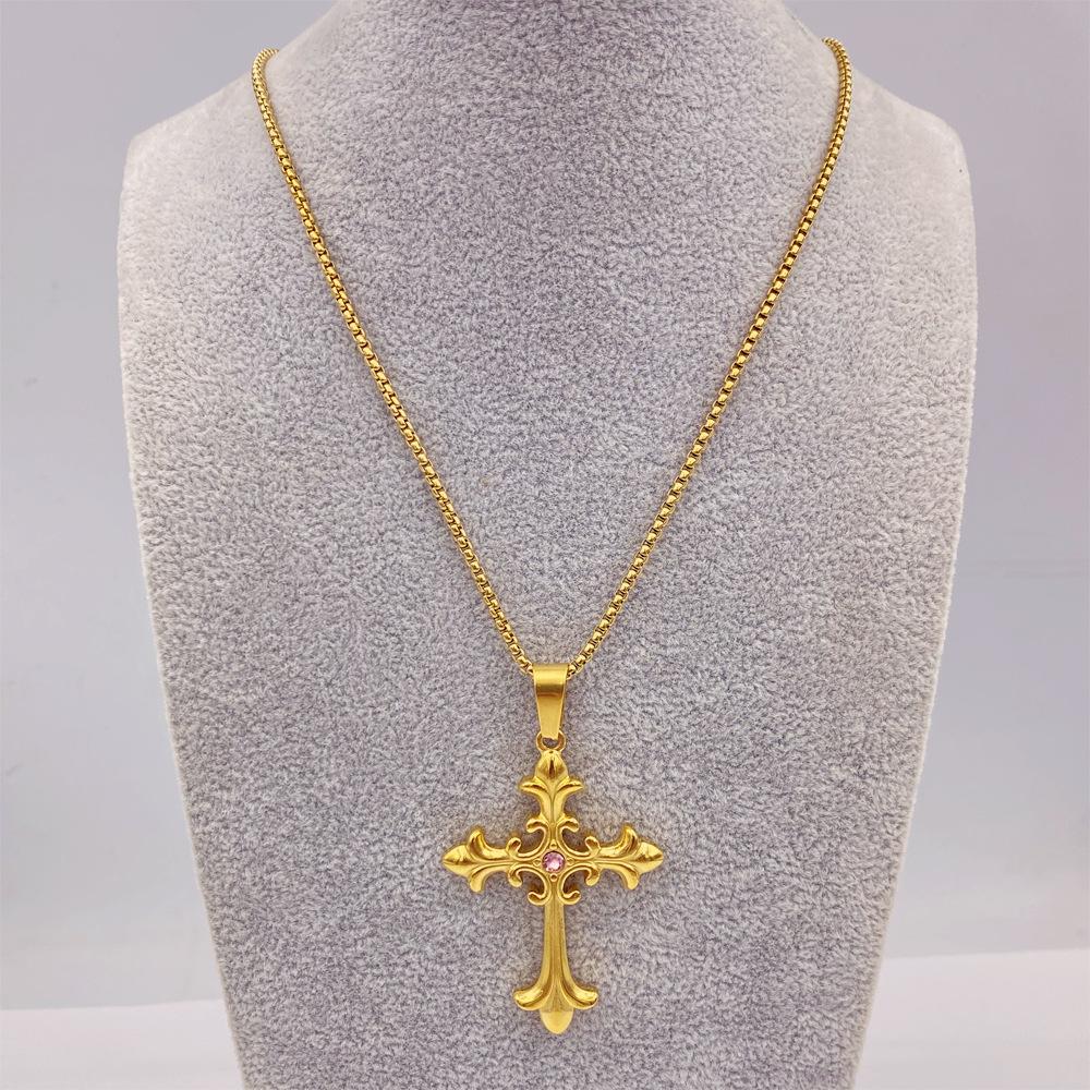 Men's Cross Pendant Necklace Titanium Steel Women's Necklace Cross Hip Hop Titanium Jewelry