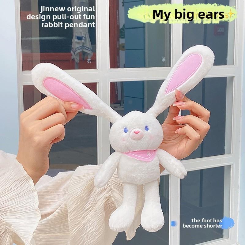 Rabbit Pull Out Plush Toy Keychain With Durable Fabric For Gift Doll Giving