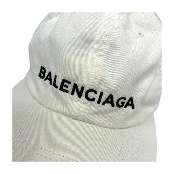 Used Balenciaga BALENCIAGA 452245 352B4 Cap Hat Cotton Logo Embroidery L White White