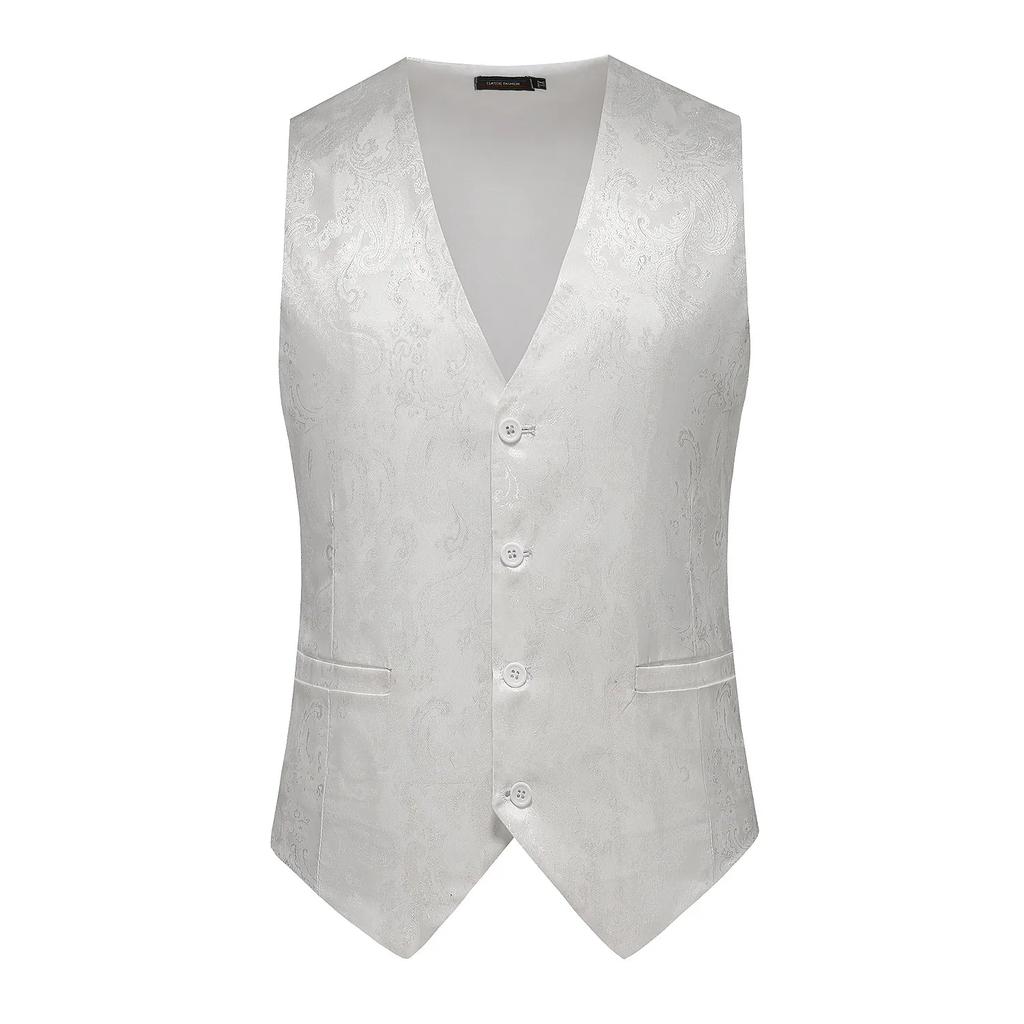 Men Print Suit Vest Korean Style Slim Fit Waistcoat Spring Autumn Men Thin Casual Sleeveless Gilet