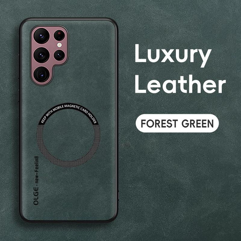 Hülle für Samsung S26 S25 S24 S23 S22 S21 S20 plus ultra Neue magnetische Saug-Schutzhülle aus Schafsleder Kabelloses Laden schlicht