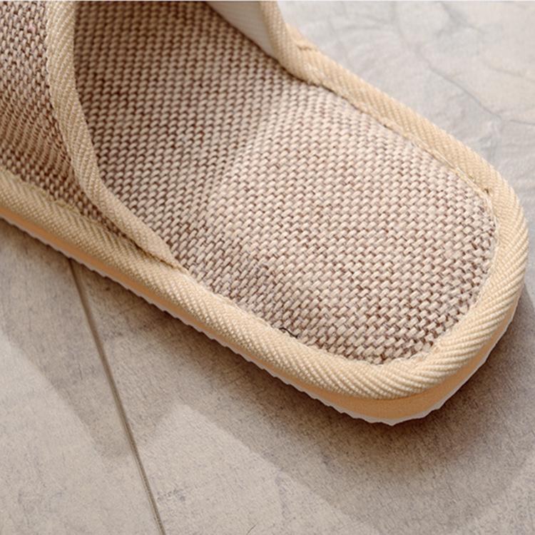 Linen Foam Sole Indoor Slippers - Breathable, Silent, Solid Color for Home & Hotel Use