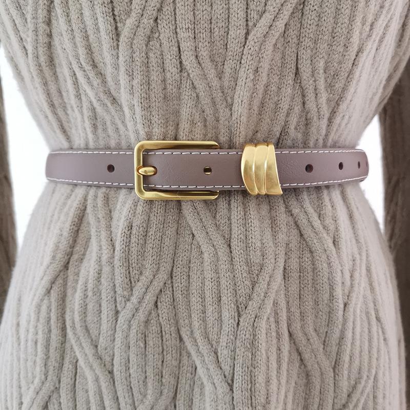 

Женский пояс из коровьей кожи с металлической пряжкой-штифтом, пояс для платья/костюма, корректирующее белье бежевый