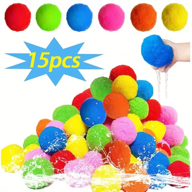 

15PCS Reusable Sponge Water Balls Colorful Adult Kids Sponge Water Bomb Splash Balloons Swimming Pool Summer Water Toy Games різнокольоровий