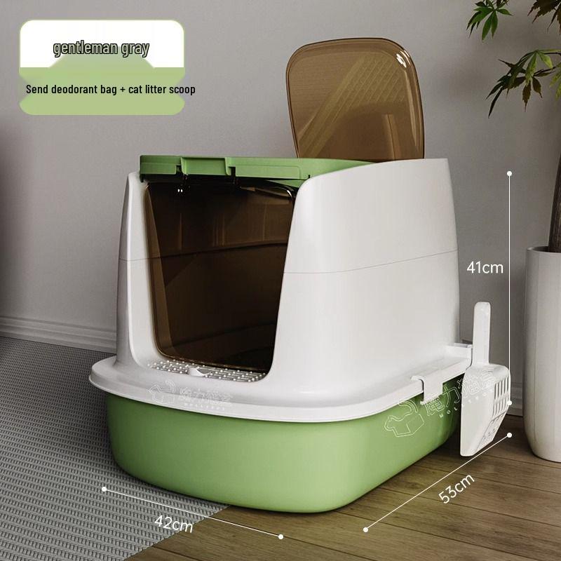 Extra Large Enclosed Anti-Leak Cat Litter Box with Drawer & Odor Control Default