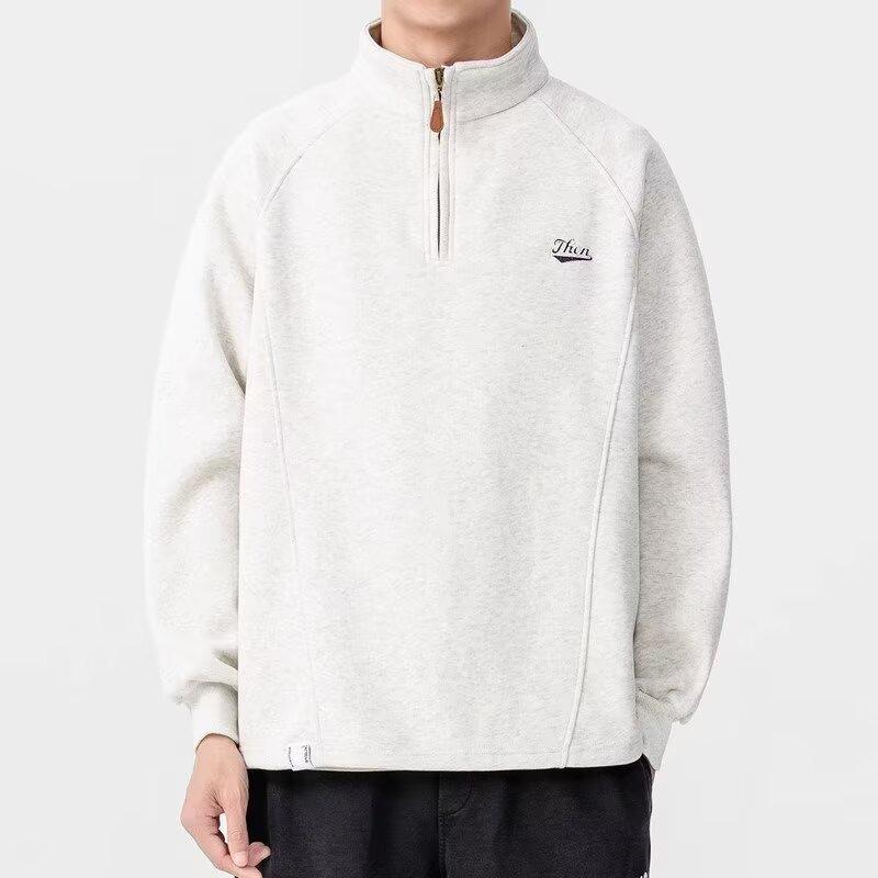 American Letter Half-Zip Stand-Up Collar Hoodie - Thick Winter Trendy Couple's Casual Jacket