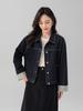 Xin Ge Women's Retro Plaid Patchwork Denim Jacket - Long Sleeve, Drop Shoulder, Casual Fit.
