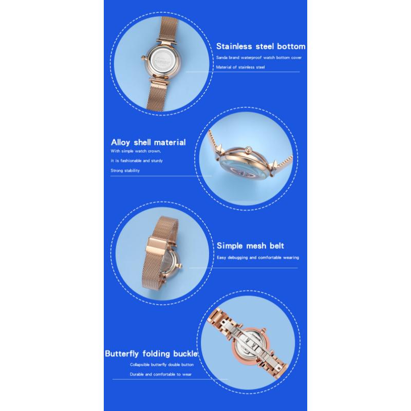 SANDA Neue frauen Uhr Auto Drehen Rotierenden Zifferblatt Weibliche Quarzuhr Casual Persönlichkeit frauen Gürtel Uhr