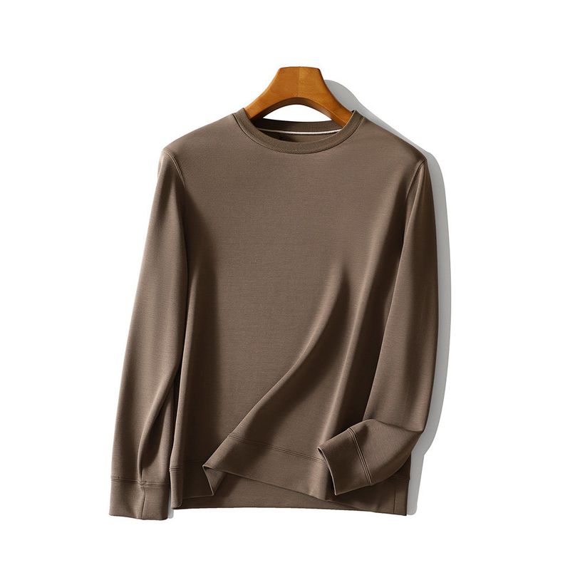 Merino Wool Sweatshirt Men s Long Sleeves Modal Space Cotton Air Layer Bottoming Shirt Export Men s Clothing Outwear Coffee Gray 125
