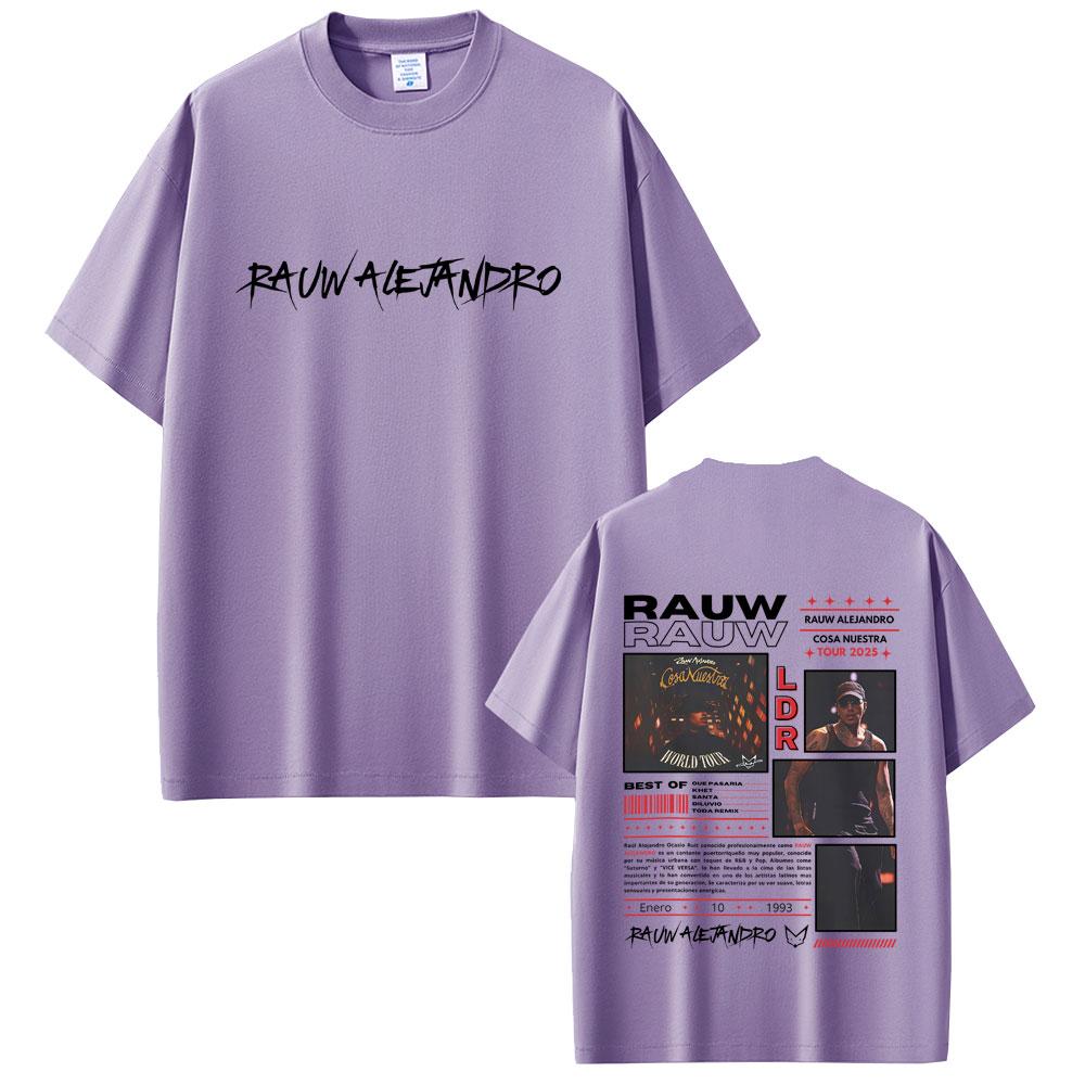 Rapper Rauw Alejandro Cosa Nuestra World Tour 2025 T Shirt Unisex Hip Hop Fashion Street Crewneck T-shirts High Quality Cotton Tees