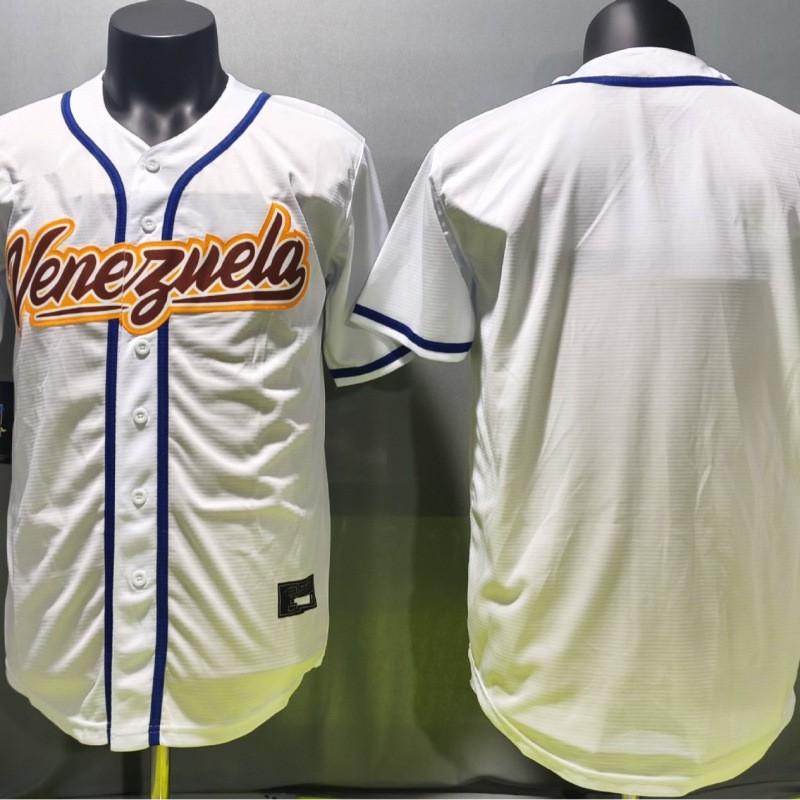 Maglia da Baseball Ricamata Personalizzata Bianca Squadra Venezuela Uniforme Sportiva Softball Gioco di Allenamento