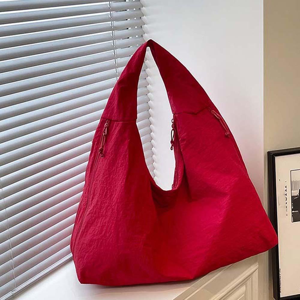 Double Zipper Design Large Capacity Tote Bag Multi-Pocket Storage Pouch Nylon Shoulder Bag  Outdoor