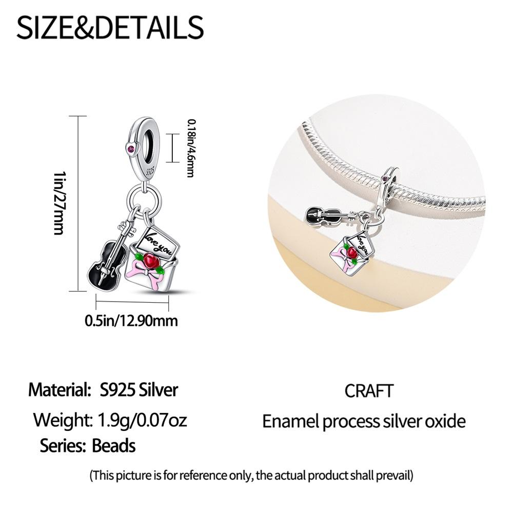 Authentic Original Copper Metal Charm Bead Components Luxury Valentine's Day Envelope Pendant Bead Component Guitar Bead Components Compatible With