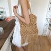 2025 Summer New Hollow Woven Bag Seaside Vacation Portable Straw Bag Large Capacity Shoulder Underarm Bucket Bag