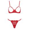 Womens Floral Lace Bra Set Opening Cup Underwire Push Up Top T Back Thong Panties Honeymoon Lingerie