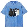 Vintage Washed  Snowflake T-shirt Casual Streetwear Summer Short Sleeved T-shirt