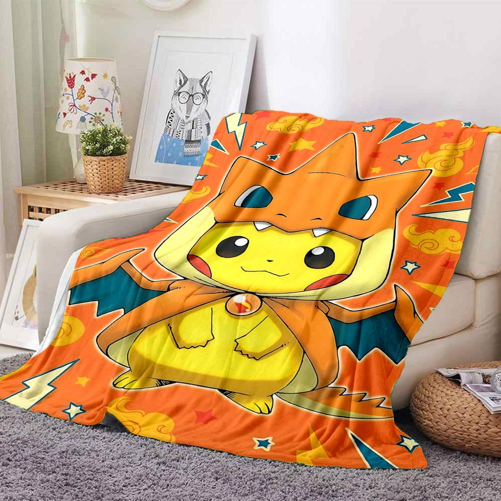 1pc Charmander Flannel Blanket, Soft Skin Friendly with Digital Printing, Various Sizes Available for Family, Friends, Birthday