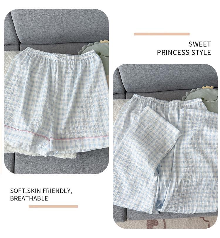 Women's Summer Cartoon Pajama Set: Short-Sleeved, Thin, 3-Piece with Chest Pads Suitable for Home or Outdoor Wear