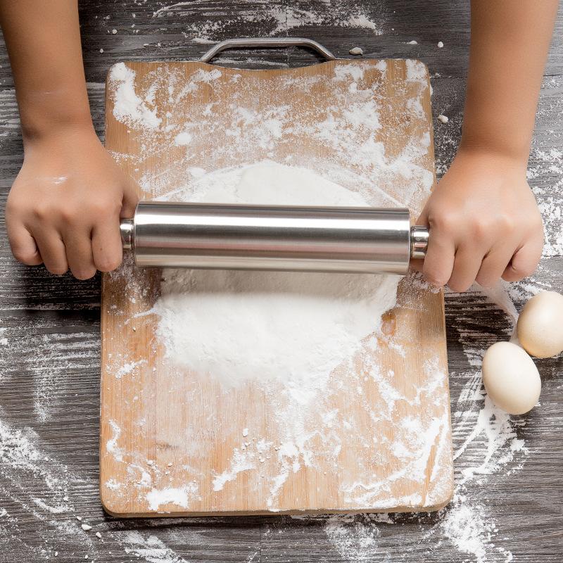Professional Stainless Steel Metal Rolling Pin for Baking Cookie, Pizza, Fondant, Pie Crust, Dough,Household Kitchen Tools