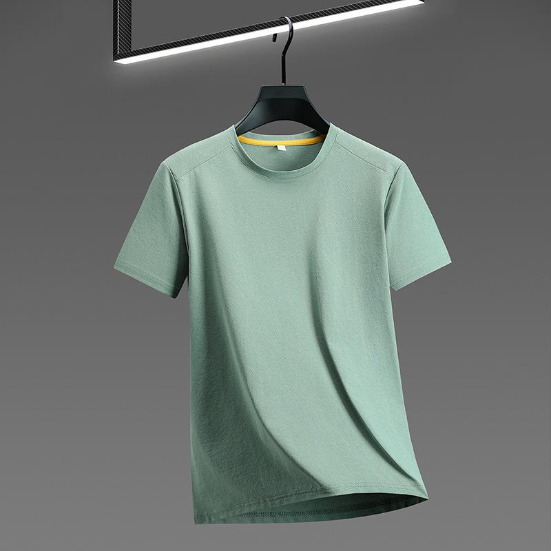 Men'S T-Shirt Polo Shirt, Thin Bottoming Shirt, Solid Color Top, Short-Sleeved Crew Neck T-Shirt.