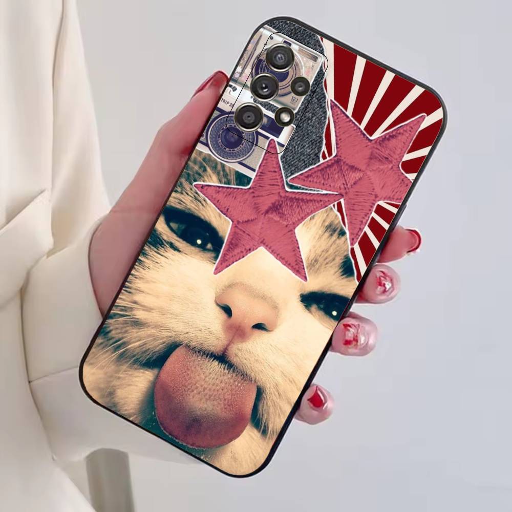 Mignon Chat Animal de Compagnie Mèmes Coque de Téléphone Pour Samsung S25,S24,S21,S22,S23,S30,Ultra,S20,Plus,Fe,Lite,Note,10,Housse Noire