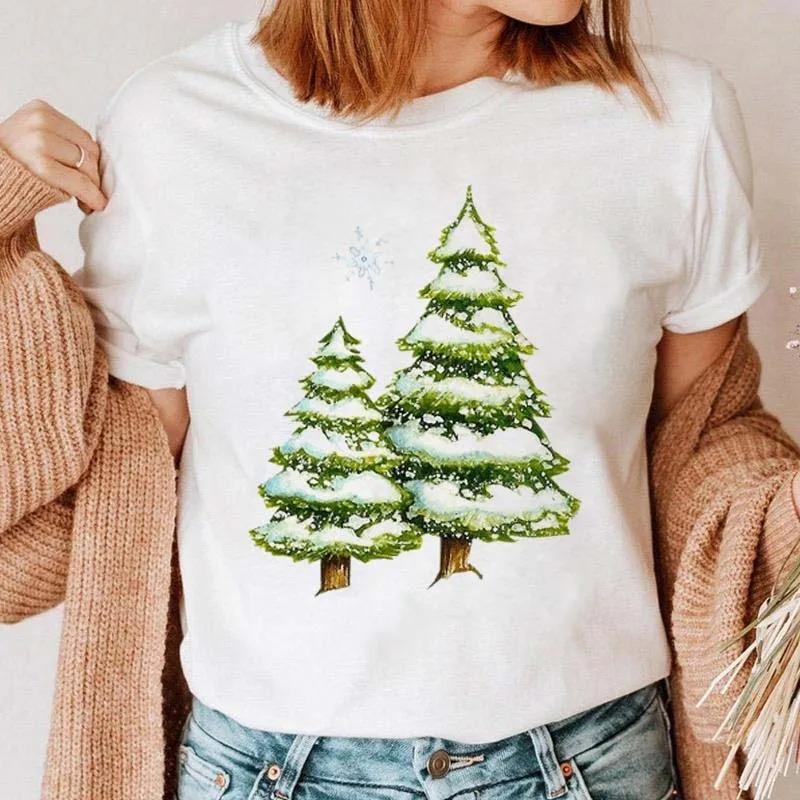 1PC Christmas Snowman Tshirt New Year Christmas Tree Tshirt 2025 Printed Tshirt Womens Shirt Clothing Tshirt
