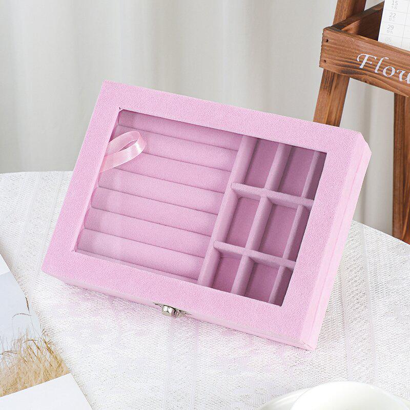 Samt-Schmuckkästchen: Neun-Fächer-Aufbewahrung für Ohrringe, Halsketten und Ringe