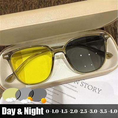 Gafas Fotocromáticas de Visión Nocturna para Miopía para Hombres Mujeres Conducción Diurna y Nocturna Protección UV para Ojos Gafas de Sol para Miopía