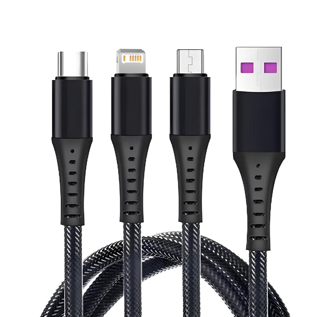 3-in-1 USB-Kabel Micro-USB Typ-C Ladekabel für iPhone 14 13 12 Huawei Honor Xiaomi 13 ViVo Oppo Datenkabel