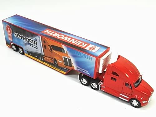 Kinsmart Kenworth T700 Container Trailer Truck 1/68 Scale Diecast Pullback Diecast Model Car (Red)