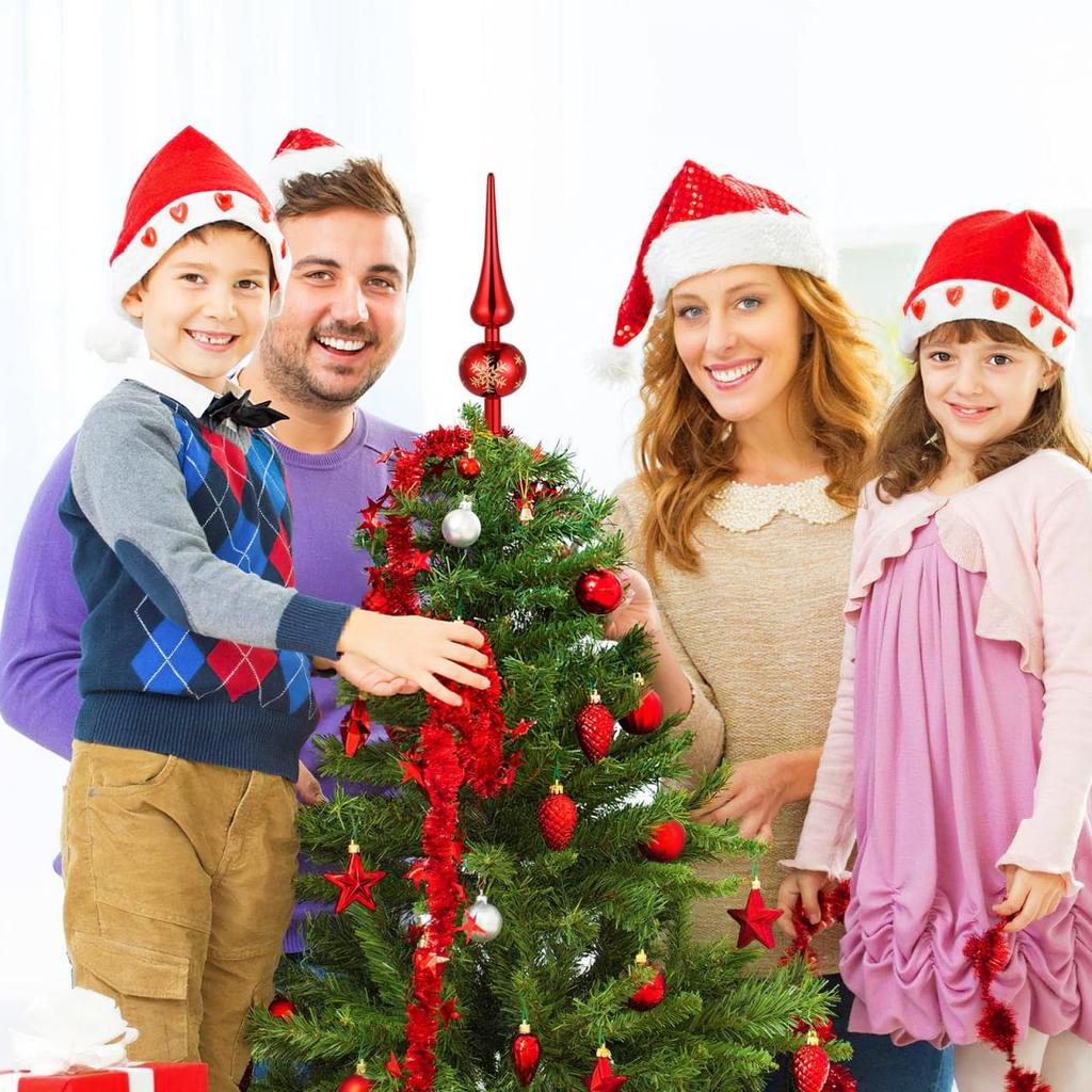 Gadpiparty Christmas Tree Toppers Vintage Plastic Tree Finals Metallic Tree Ornament Decorative Tree Topper for Xmas Holiday Decorations Red