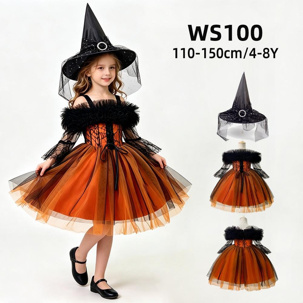 Halloween Princess Dress For Girls With Tulle And Bow For Kids Cosplay Party
