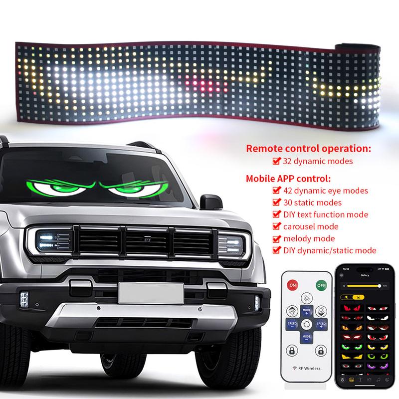 New APP Control  LED Truck Car Devil Eye Light Scrolling Pixel Panel For Board Windshield Free Custom Text 12V 24V 120/150/200cm