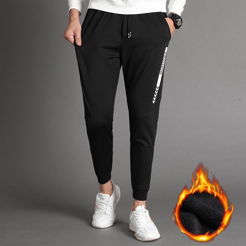 

SCIONE Plus Бархат Повседневные брюки Мужские зимние новые мужские тонкие буквы Печать Дикие теплые ноги Брюки 4XL(Plus velvet) белый