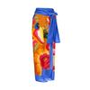 European & American Holiday Print Midi Skirt Tie-Up Beach Dress (One-Piece)