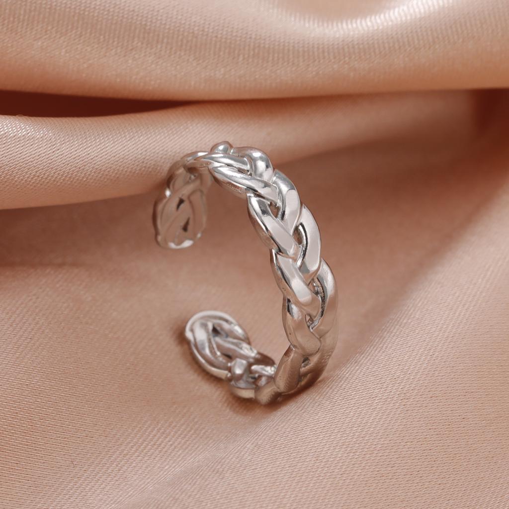 Stainless Steel Braid Twist Open Ring Women Gold Wedding Band Rings Kpop Party Jewelry Gift for Friends Lover