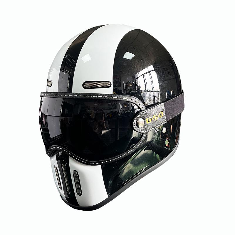 Fiberglass Retro Full Face Motorcycle Helmet for All Seasons - Unisex Winter Safety 3C Certified